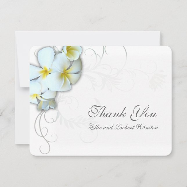 Plumeria Flourish Personalized Thank You Note Card (Front)