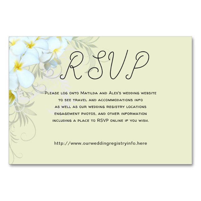 Plumeria Flourish Yellow Online RSVP Table Number (Front)