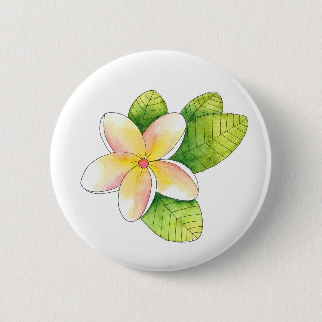 Plumeria Flower 2 Inch Round Button (Front)