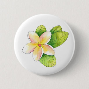 Plumeria Flower 2 Inch Round Button