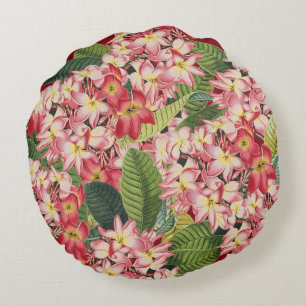 Plumeria Flower Floral Tropical Round Pillow