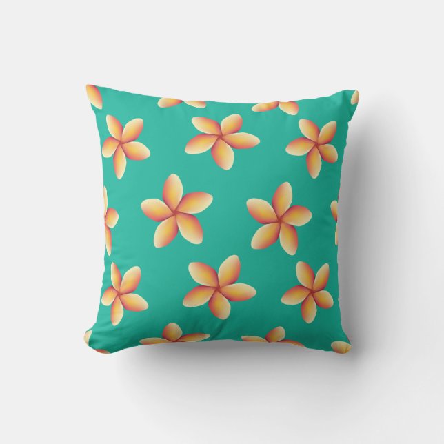 Plumeria, Flower, Hawaii, Floral Print,  Outdoor Pillow (Front)