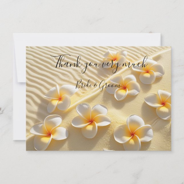 Plumeria Flower on sand thank you card (Front)