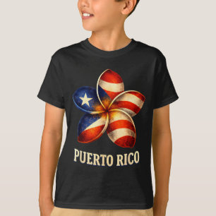 Plumeria Flower Puerto Rico Pride Flag T-Shirt