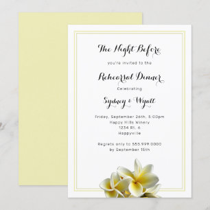 Plumeria Flower Yellow Rehearsal Dinner Invitation