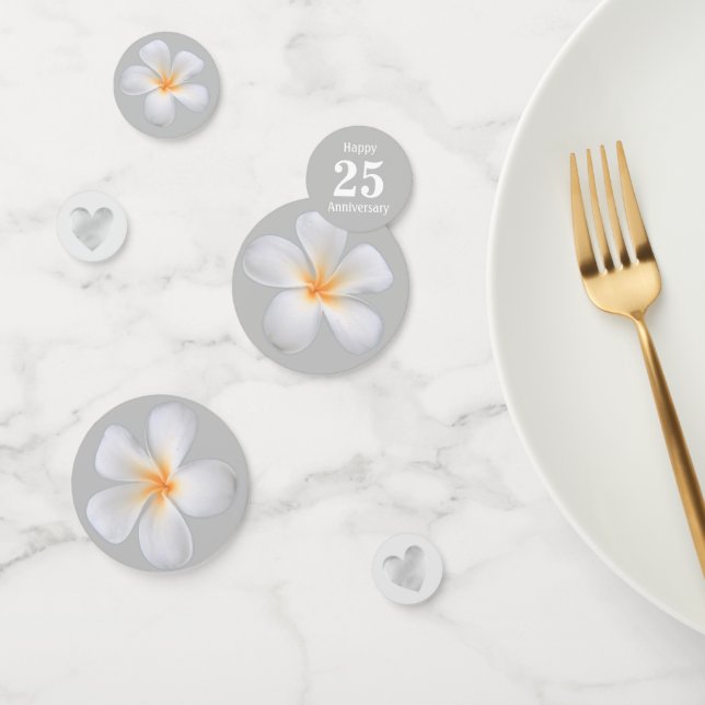 Plumeria Flowers & 25th Wedding Anniversary Confetti (Group)