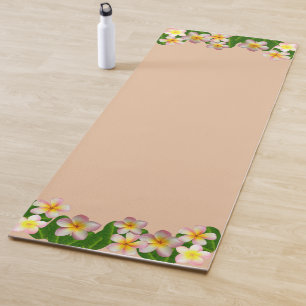 Plumeria Flowers on Champagne Beige Yoga Mat