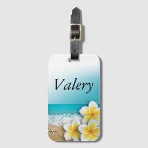 Plumeria Frangipani Flower Tropical Beachs Luggage Tag