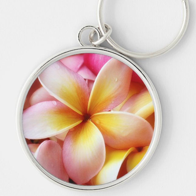 Plumeria Frangipani Hawaii Flower Customized Blank Keychain (Front)
