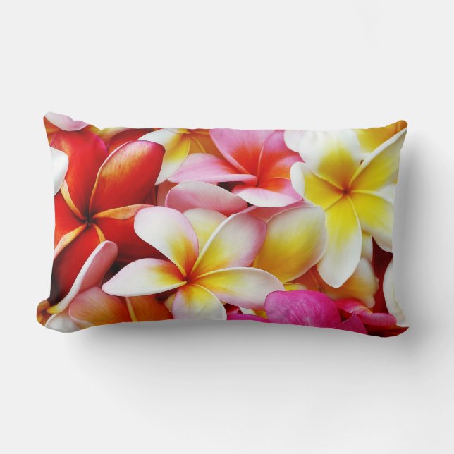 Plumeria Frangipani Hawaii Flower Customized Lumbar Pillow (Front)