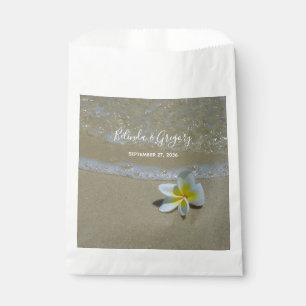 Plumeria Frangipani On Sand Wedding Favour Bag