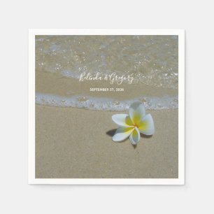 Plumeria Frangipani On Sand Wedding Napkin