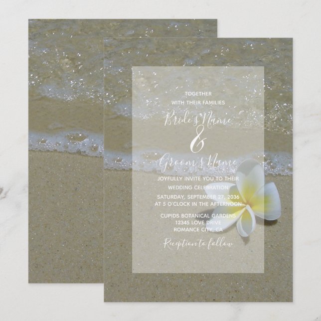Plumeria Frangipani Sur Les Invitations De Mariage (Devant / Derrière)
