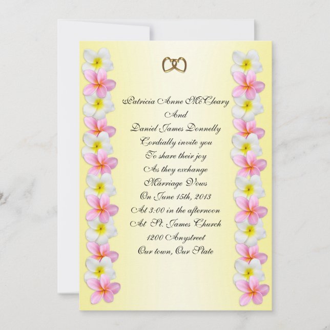 Plumeria Frangipani Wedding Invitation (Front)