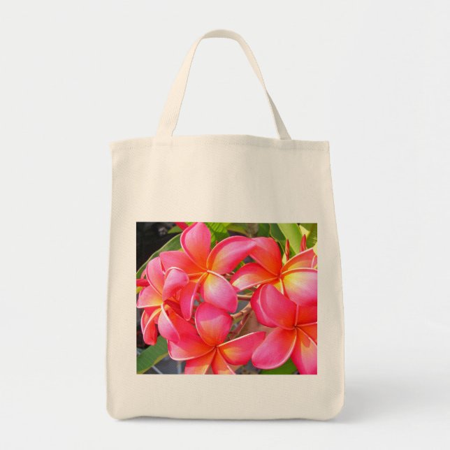 Plumeria Grocery Tote (Front)