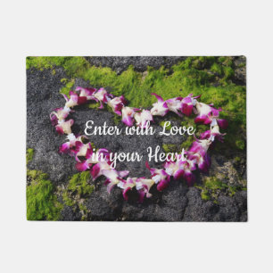 Plumeria Heart Shaped Flower Lei Doormat