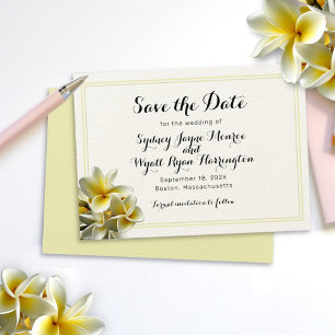 Plumeria jaune Enregistrer la date Cartes de maria