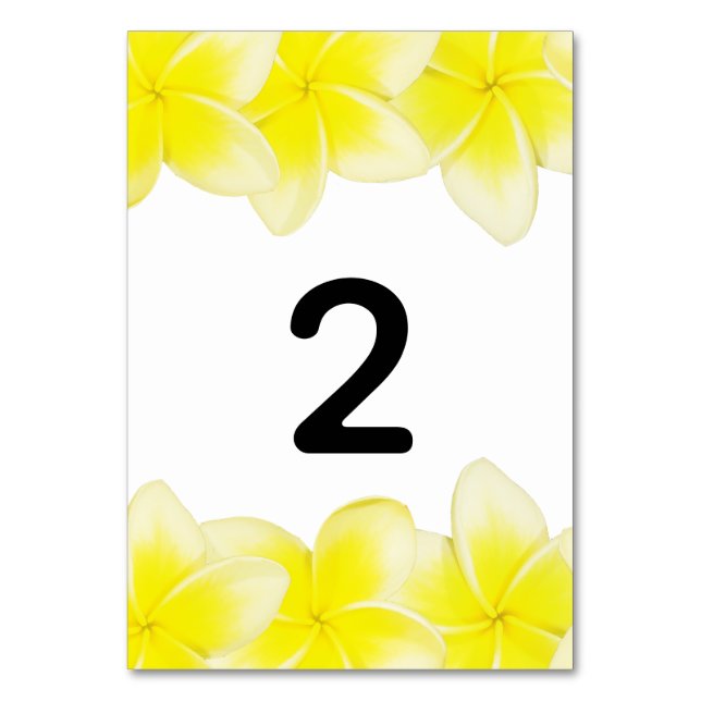 Plumeria jaune Frangipani Mariage Numéro de table (Dos)