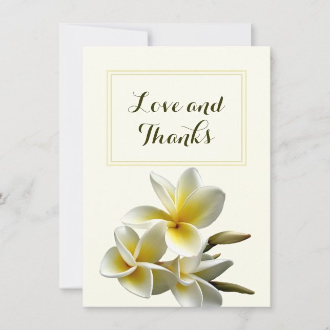 Plumeria Love and Thanks Wedding Gift  Thank You Card (Front)