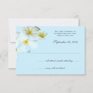 Plumeria on Blue Wedding Invitation Reply Cards