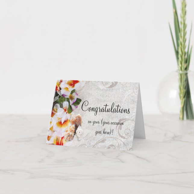 Plumeria Orchid Lei Congratulations All Occasion Card (Front)