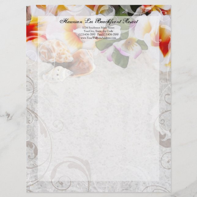 Plumeria Orchid Lei / Sand Beach Letterhead (Front)