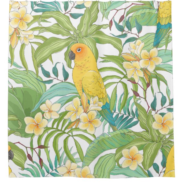 Plumeria, Parrot, Vintage Floral Pattern. (Front)