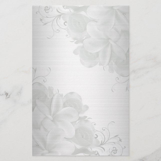 Plumeria satin-look floral stationery (Front)