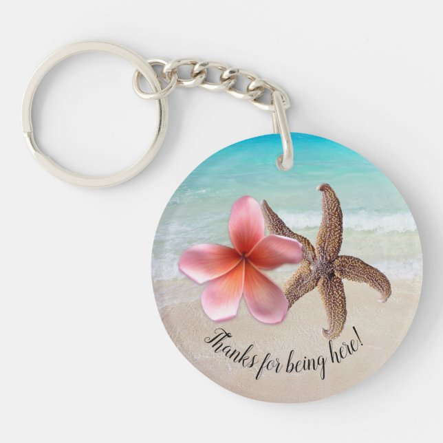 Plumeria Starfish Thank You Guests Favour Keychain (Front)