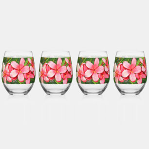 plumeria stemless wine glass