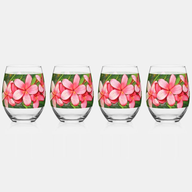 plumeria stemless wine glass (Front)