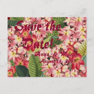 Plumeria Tropical Floral Save the Date Postcards