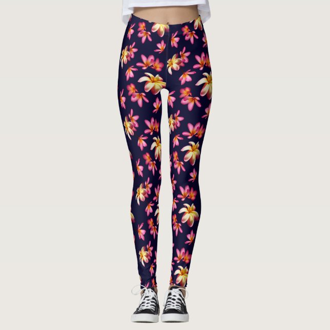 Plumeria Tropical Leggings (Front)