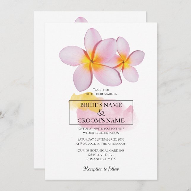 Plumeria tropicale Frangipani Invitations de maria (Devant / Derrière)