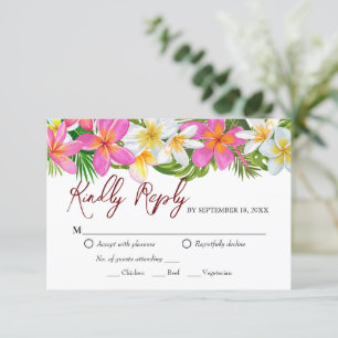 Plumeria tropicale Temple Tree Wedding Carte RSVP