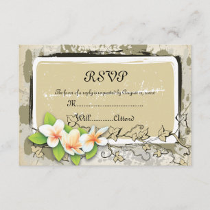 Plumeria vintage et lierre beige mariage carte RSV