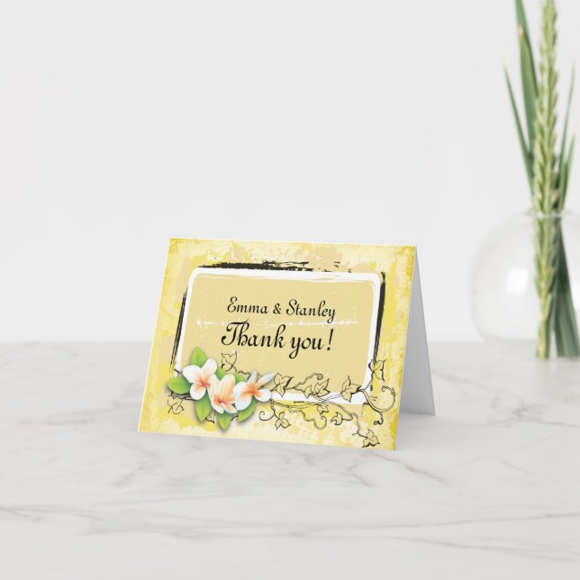 Plumeria vintage lierre jaune blanc Merci (Devant)