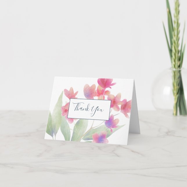 Plumeria Water Colour Thank You Card (Front)