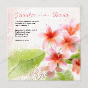 Plumeria Watercolor Custom Wedding Invitation