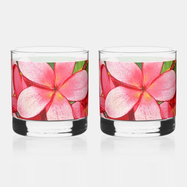 plumeria whiskey glass (Left)