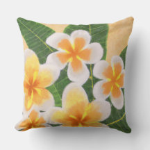 Plumerias Jaune lance oreiller