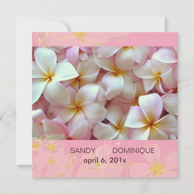 Plumerias on pink background invitation (Front)