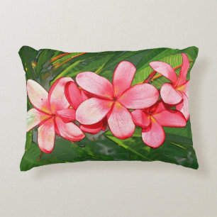 Plumerias pink accent pillow