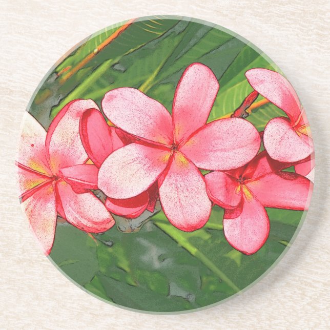 Plumerias pink   coaster (Front)