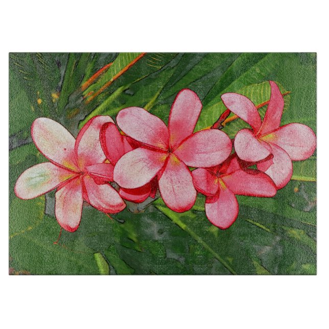Plumerias pink  cutting board (Front)