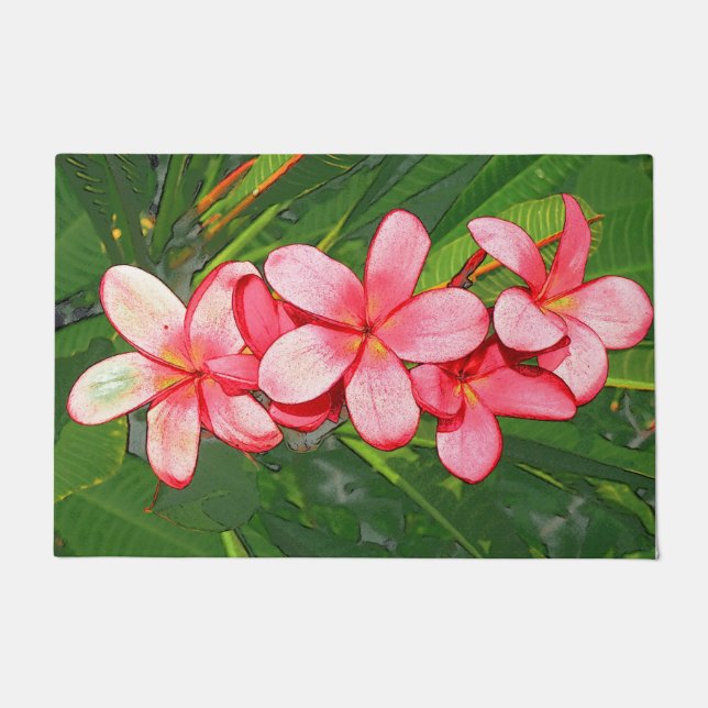 Plumerias pink    doormat (Front)