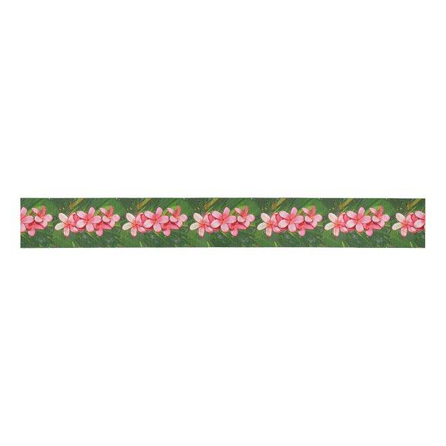 Plumerias pink   grosgrain ribbon (Front)