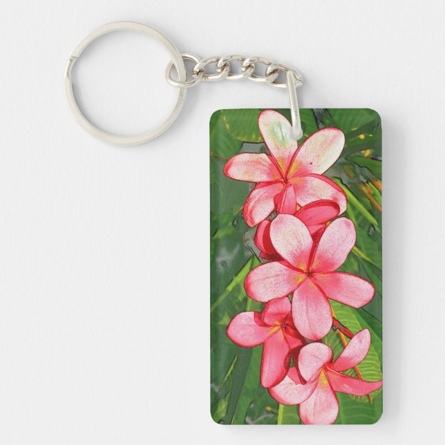Plumerias pink   keychain (Front)