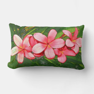 Plumerias pink lumbar pillow