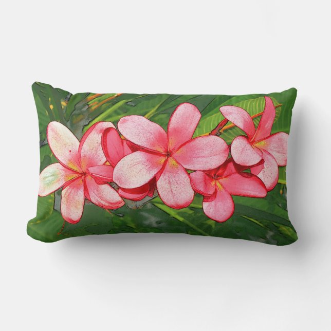 Plumerias pink  lumbar pillow (Front)